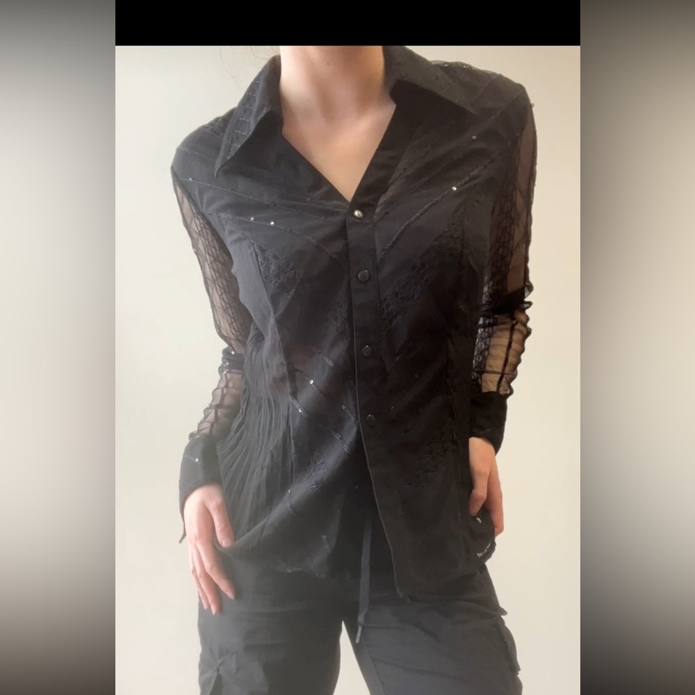Black sheer sequence top